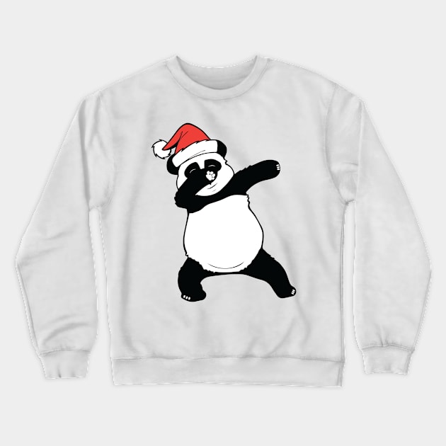 Panda Christmas Santa Hat Dabbing Panda Crewneck Sweatshirt by alltheprints